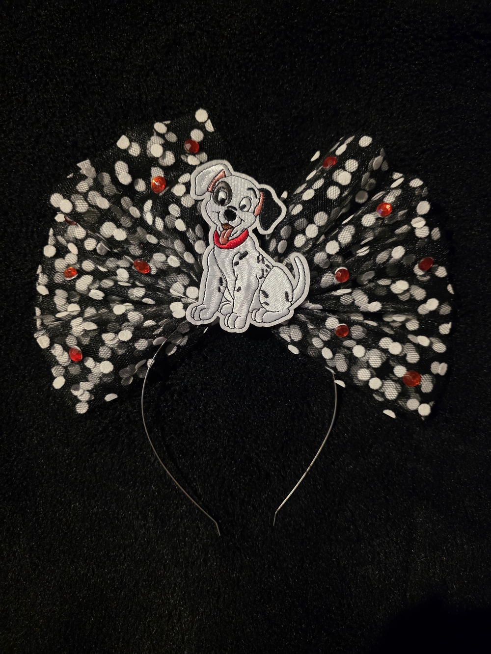 Black & White Polka Dot 101 Dalmatian Bow Headband